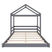 Letto Montessori per Bambini con Rete a Doghe, in Legno Ecologico e Atossico, senza Materasso, 140x200 cm, Grigio
