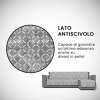 Copridivano con Penisola Destra Seduta 240 cm in Poliestere e Cotone Grigio Scuro