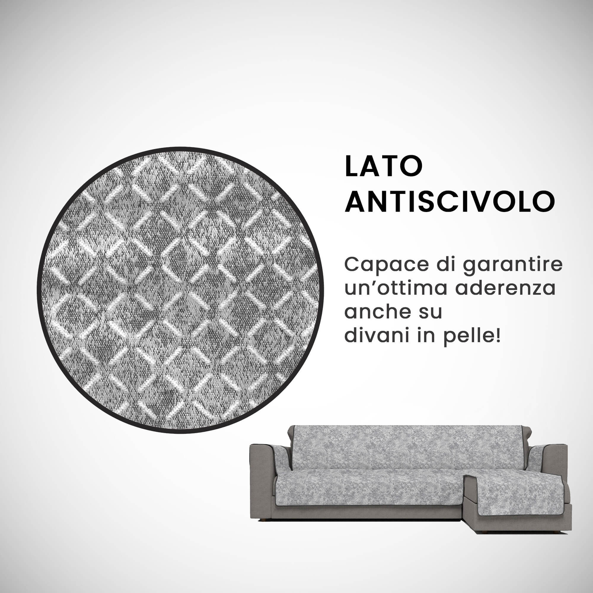 Copridivano con Penisola Destra Seduta 240 cm in Poliestere e Cotone Grigio Scuro