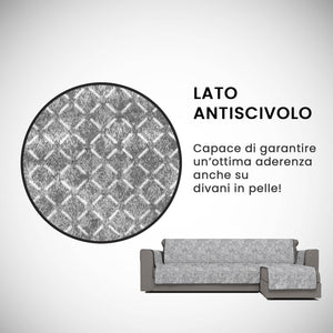 Copridivano con Penisola Destra Seduta 190 cm in Poliestere e Cotone Grigio Scuro