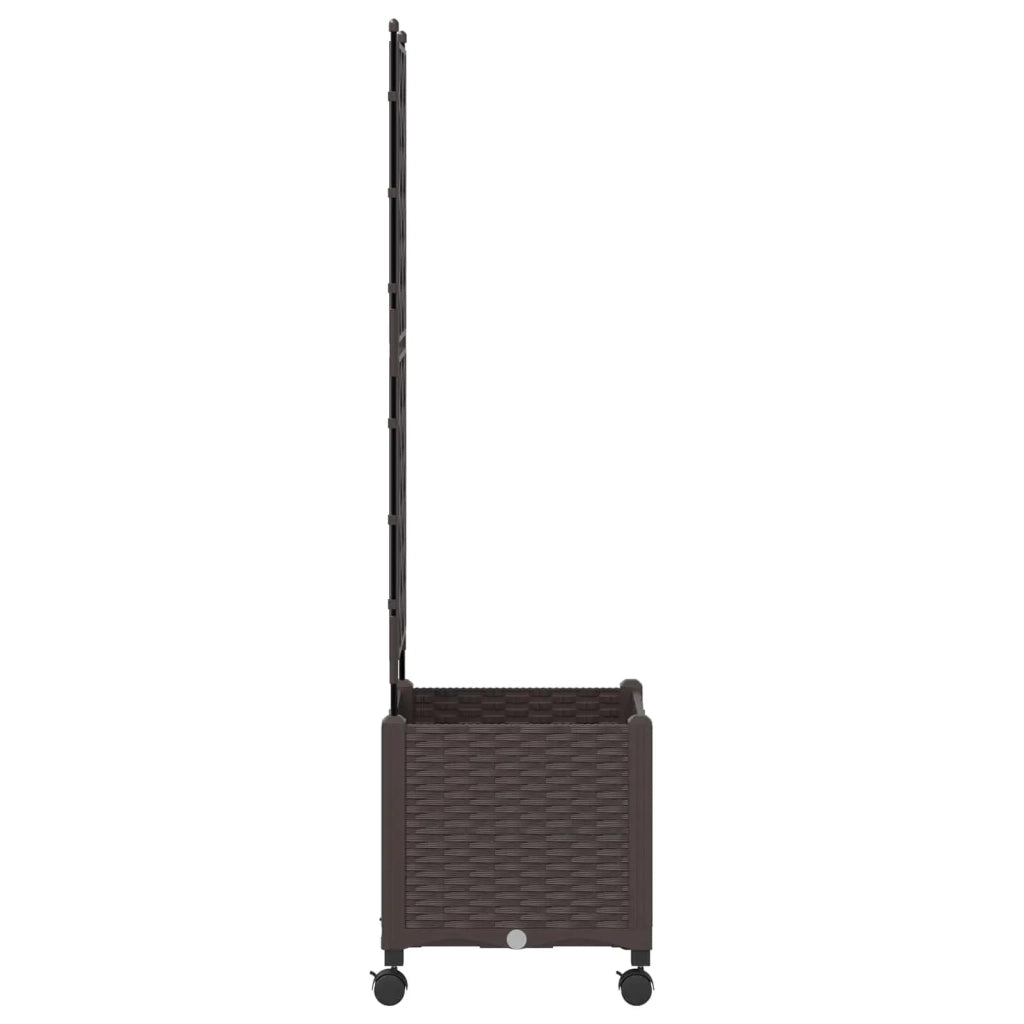 Vaso da giardino con grigliato e ruote Marrone 40 x 40 x 149 cm 3422939