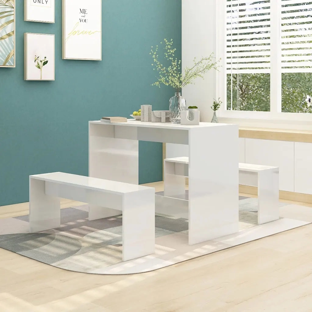 Set da Pranzo 3 Pz Bianco Lucido in Truciolato 809482
