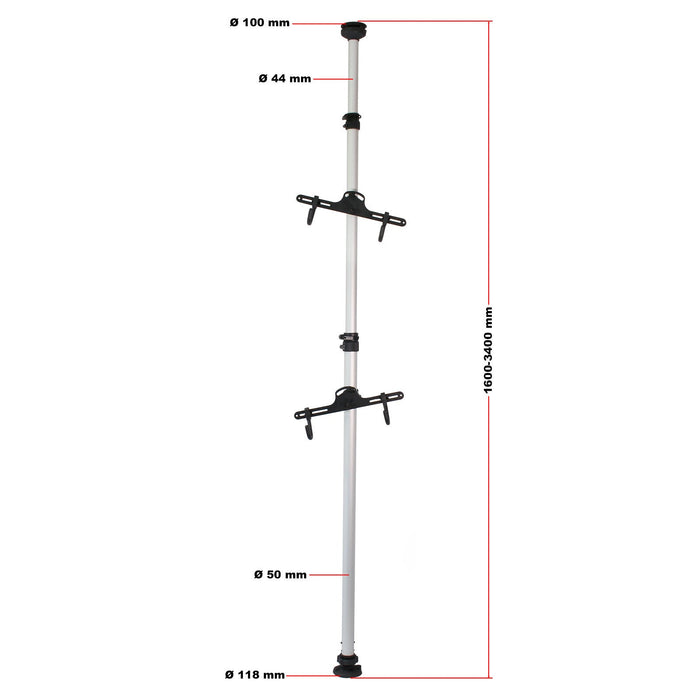 Portabici telescopico sistema di sospensione 2 bici 160-340cm supporto regolabile 16_0002915
