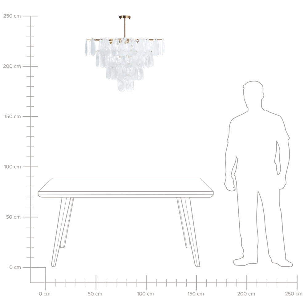 Lampadario in ottone, metallo e vetro ⌀ 80 cm Lampada a sospensione stile glamour