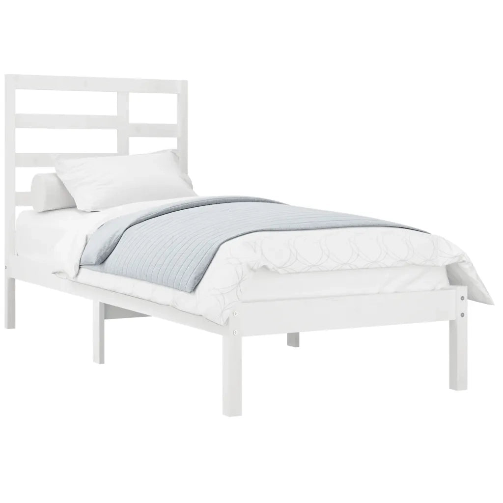 Giroletto-Struttura Letto Bianco in Legno Massello 90x200 cm 783035