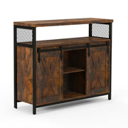 Credenza con contenitore 100 x 33 x 80 cm ripiani regolabili facile accesso stile rustico legno ingegnerizzato marrone 20_0020075