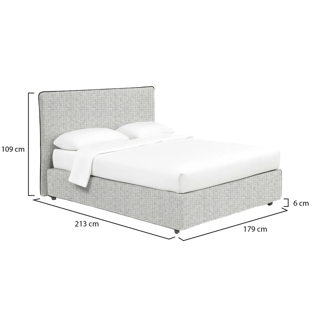 Tipton, Letto Matrimoniale Sfoderabile Made in Italy, Grigio Chiaro