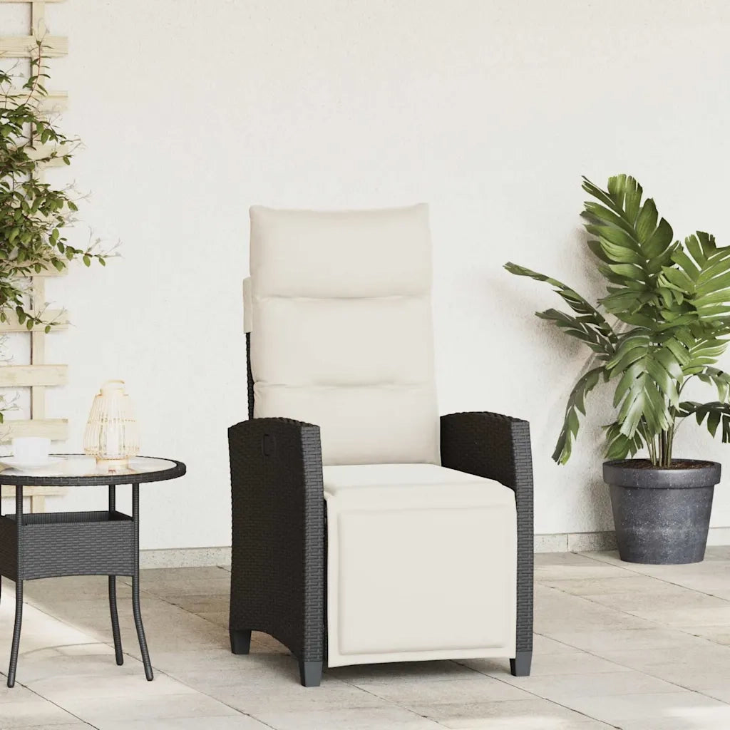 Sedia Reclinabile da Giardino con Tavolino Nera Polyrattan 4108275