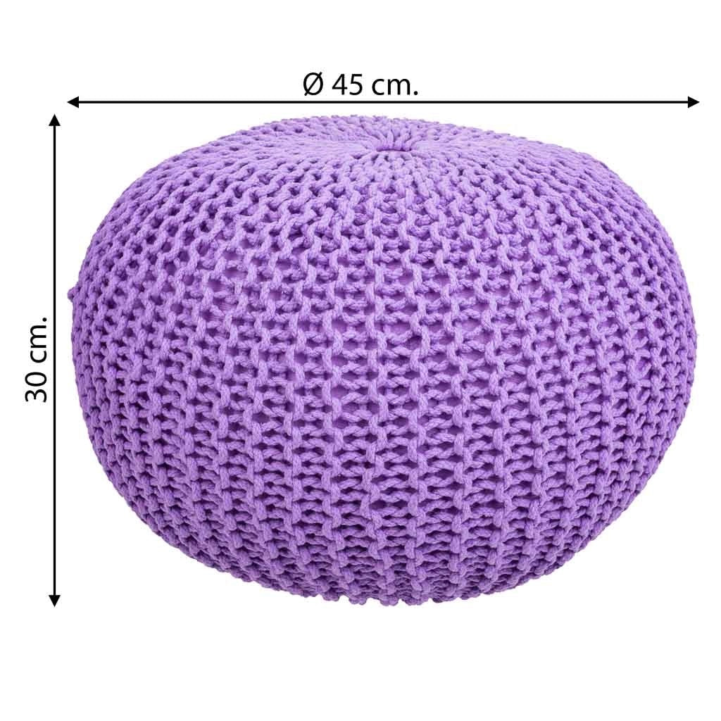 Puff de algodón trenzado violeta 45x45x30