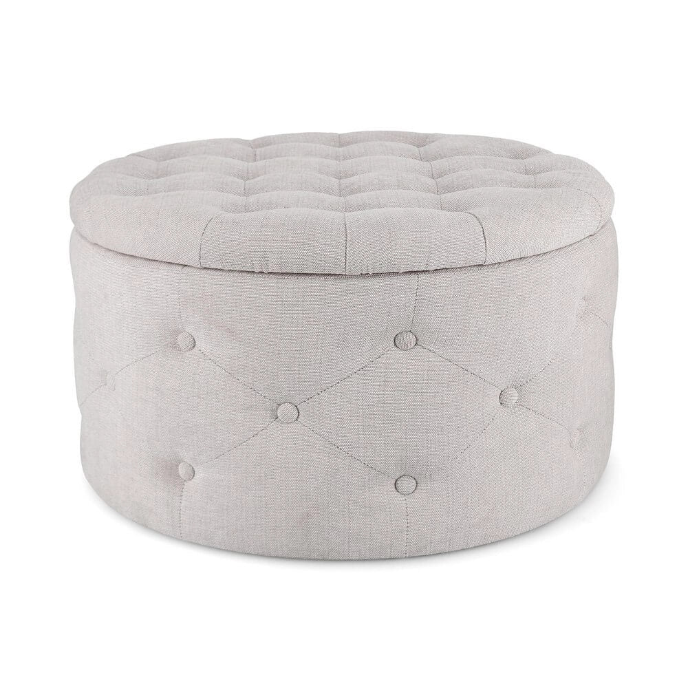 Pouf Rotondo Contenitore Porta Scarpe Trapuntato in Tessuto - LEE