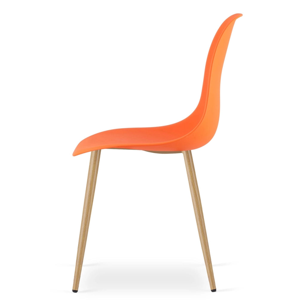 Set di 3 sedie da pranzo WAT arancioni con gambe effetto legno