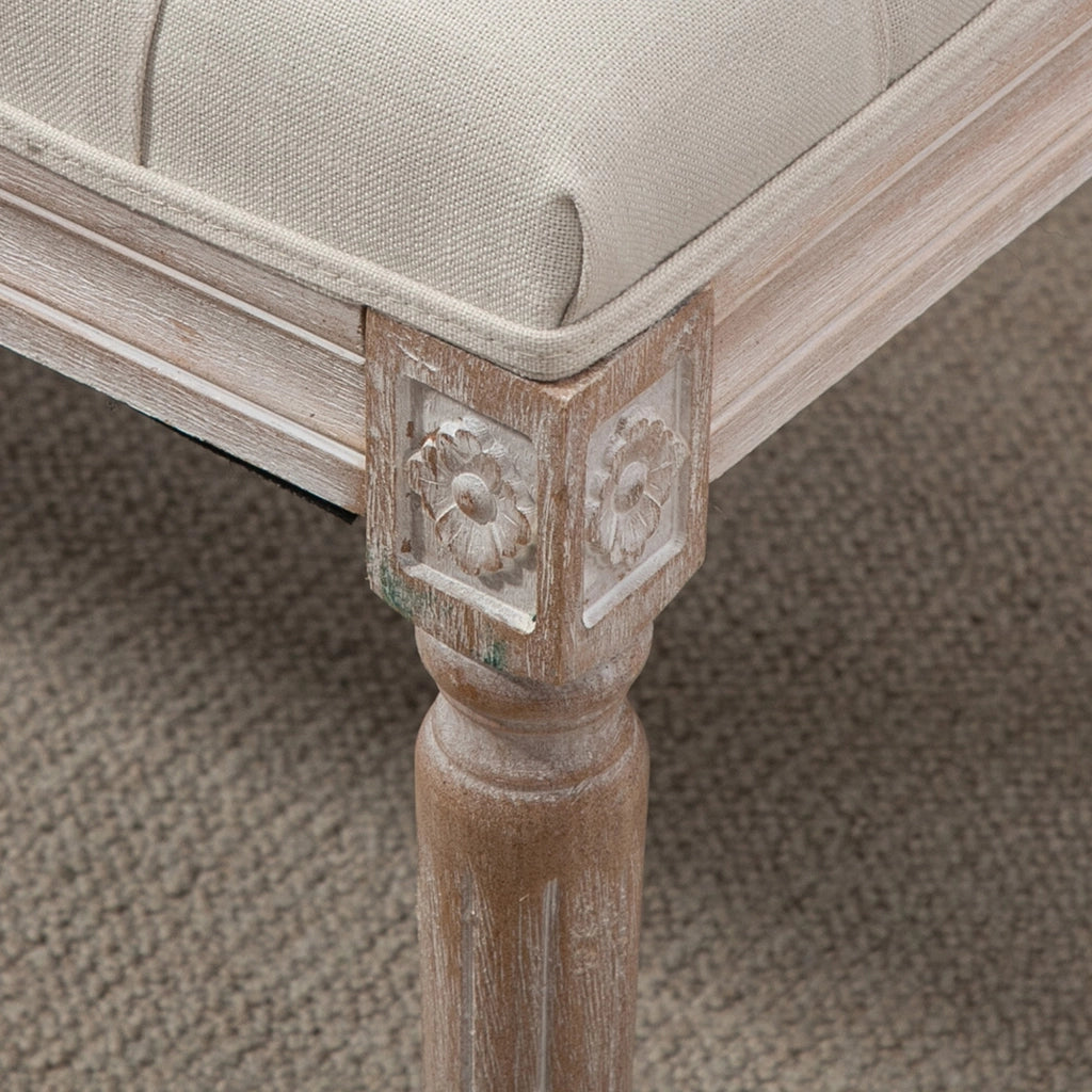 Panca imbottita fondo letto ¨C Xylo ¨C tessuto effetto lino beige, gambe legno, 80x40x41cm