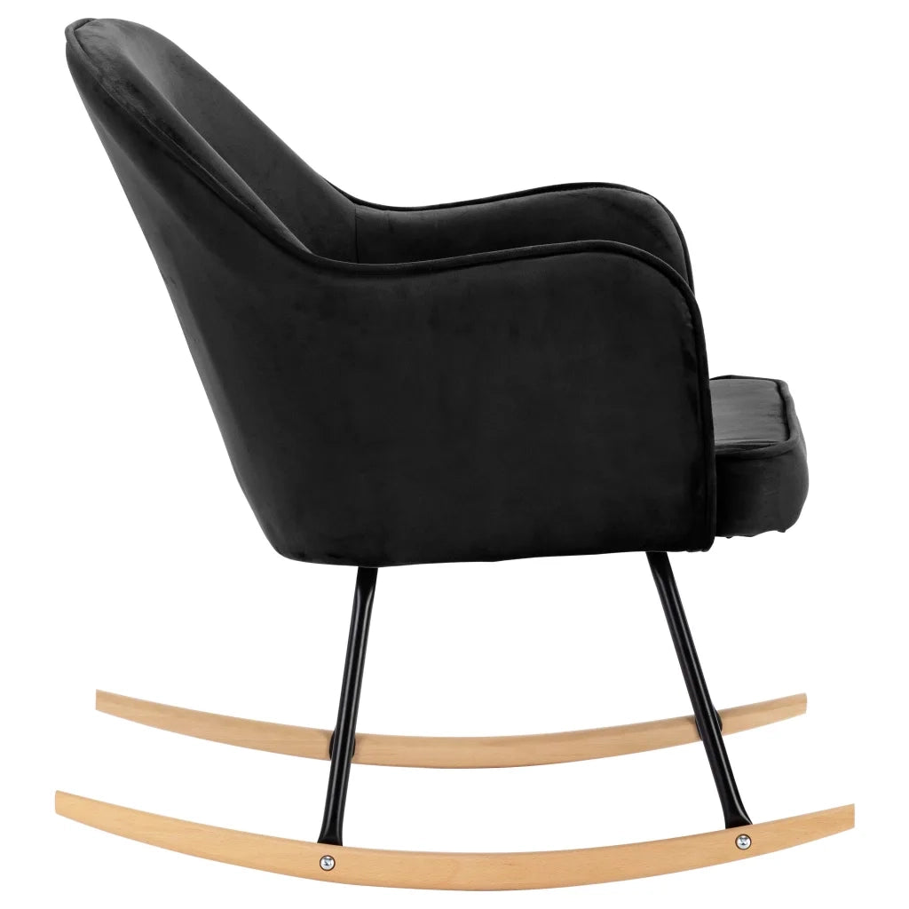 Sedia a Dondolo Nera in Velluto CFW7748572