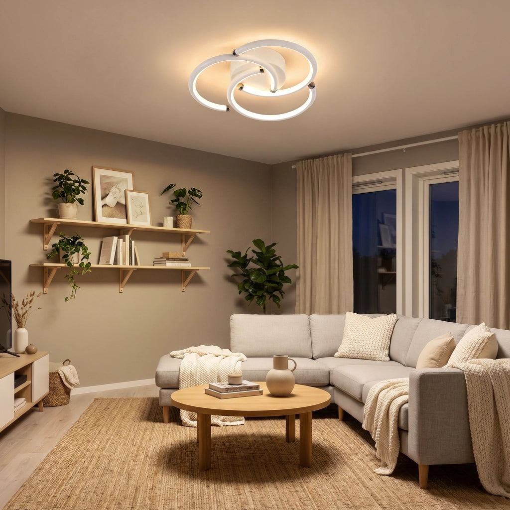 ZMH Lampada da Soffitto LED 24W 3000K Bianca Anelli Moderna in Metallo per Sala da Pranzo Camera Bambino Ufficio