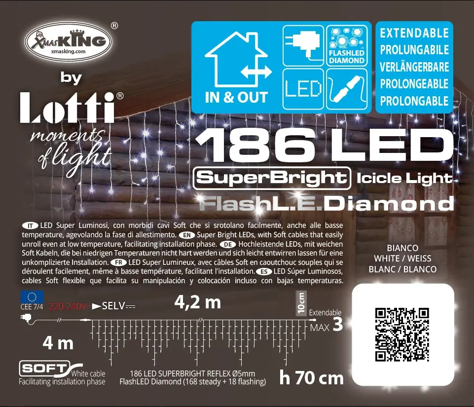 Ice light 186 led 4m+420xh70 bianco freddo flash