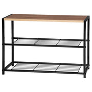 Scarpiera in legno con panche portascarpe in metallo per corridoio 63 cm nero 19_0000619