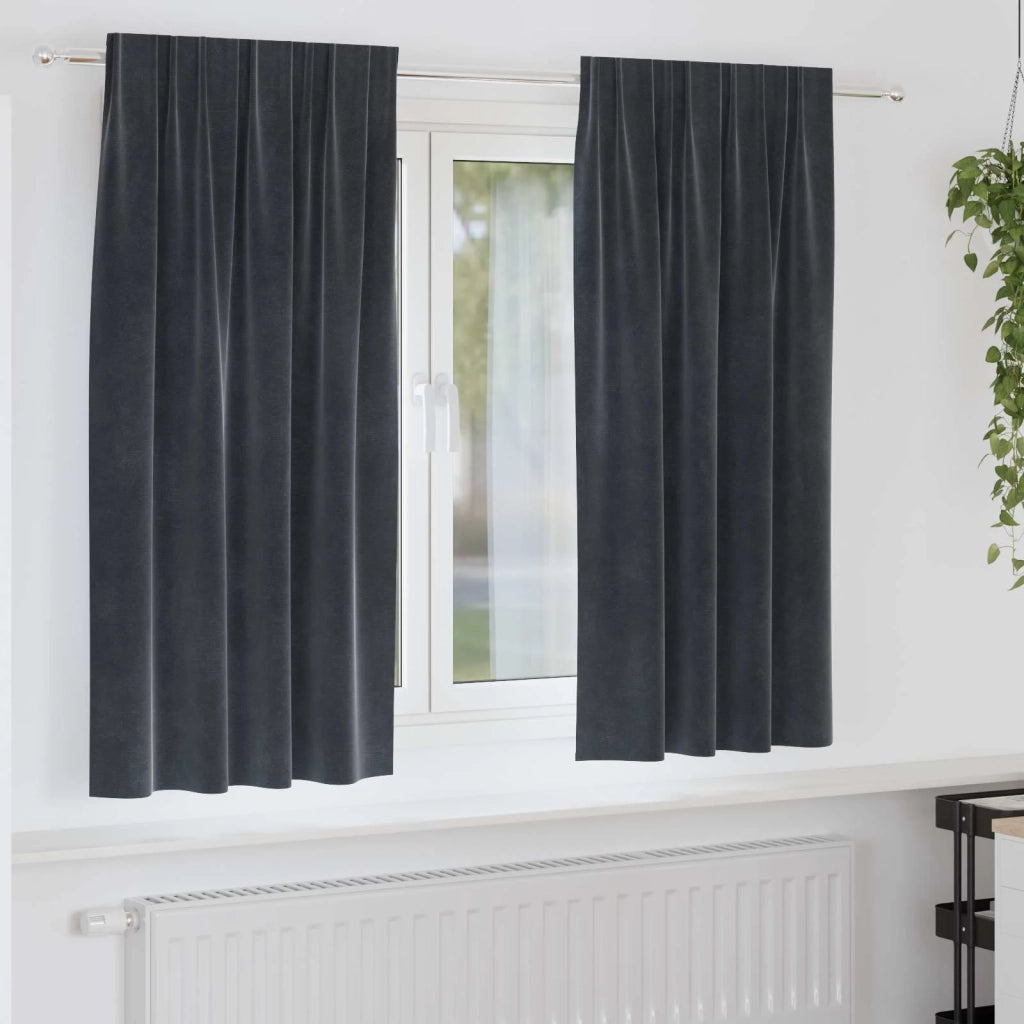 Tende Oscuranti | Tende Blackout 2 pz Grigio scuro 140 x 175 cm Velluto