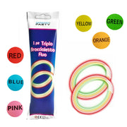 KIT 6 BRACCIALETTI LUMINOSI TRIPLO STARLIGHT PARTY FLUO FESTE FLUORESCENTI