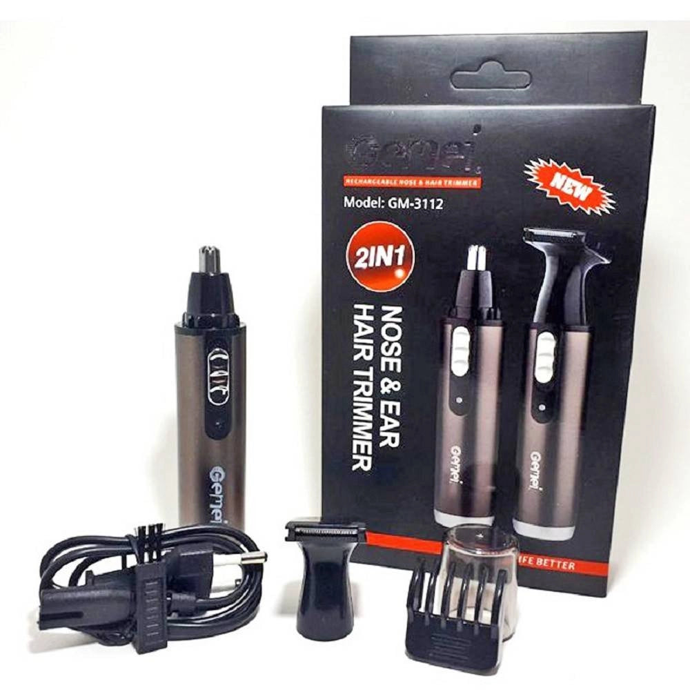Trade Shop - Trimmer Gm3112 2in1 Rifinitore Regolatore Per Naso Orecchie Batteria Ricaricabile -