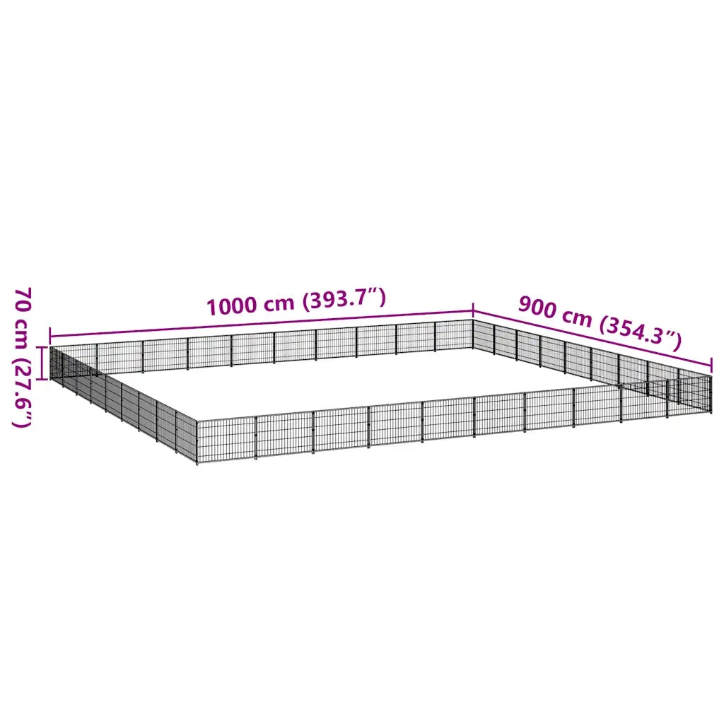 Gabbia per Cani Nera 90 m² in Acciaio 3082194