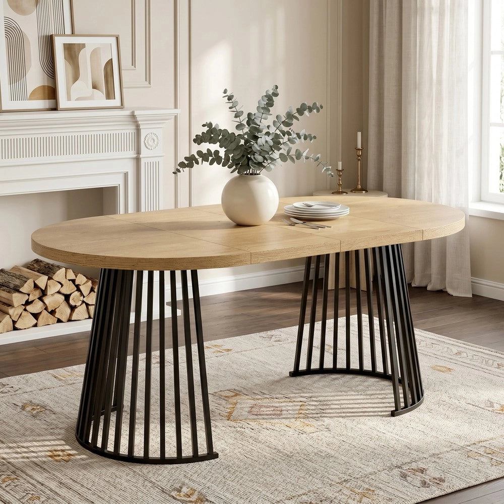 Tavolo da Pranzo Allungabile 100-176 cm ¨C Xylo ¨C Rovere e Nero, per 4-8 Persone