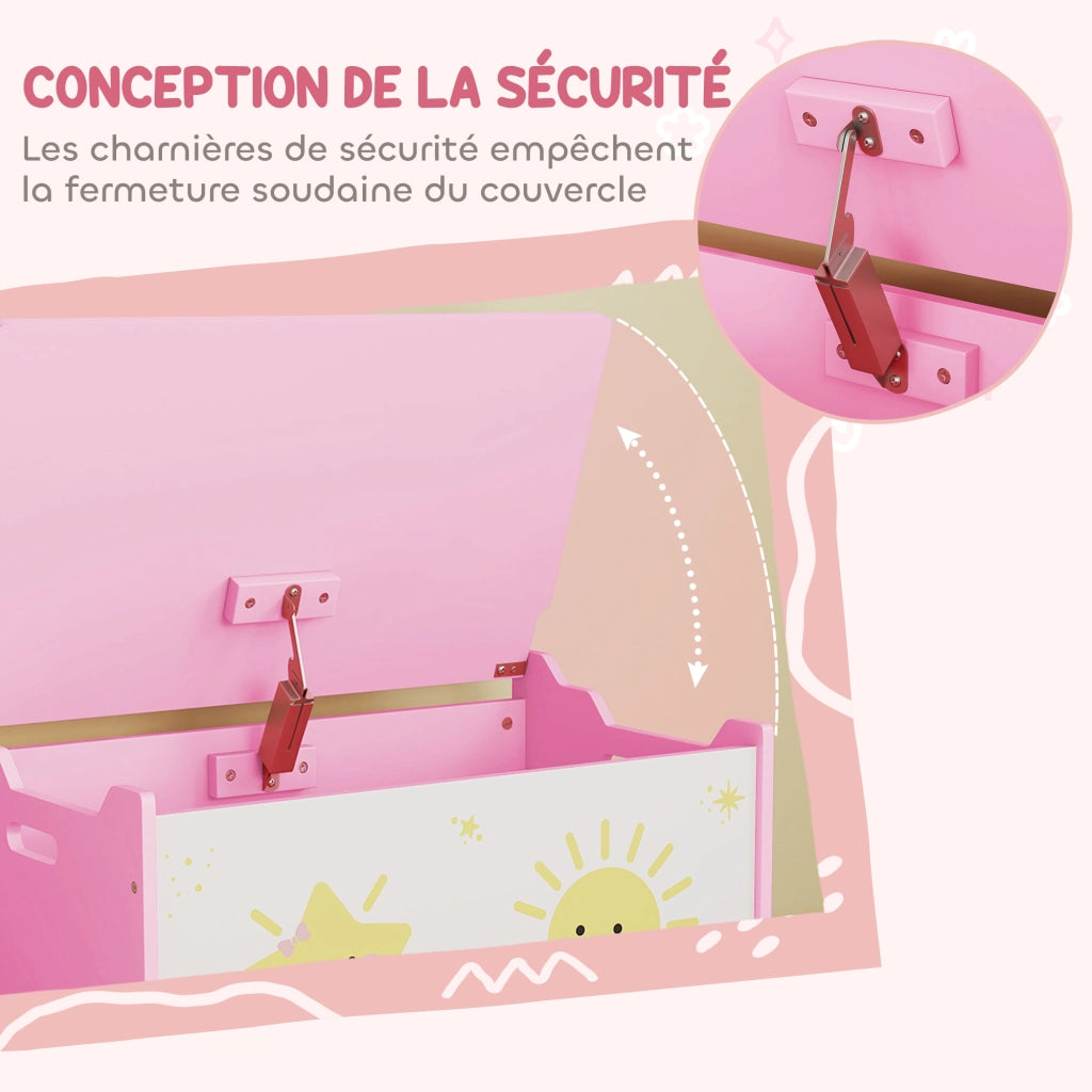 Cassapanca portagiochi con coperchio ¨C Xylo ¨C rosa 60x37x39 cm