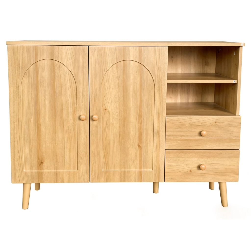 Sideboard naturale 118x35x82 cm con 2 ante e 2 cassetti