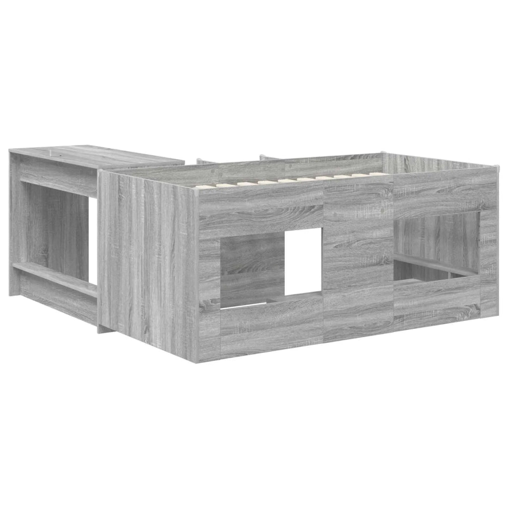 Letto alto per bambini con scrivania 2 pz Sonoma grigio 3423467