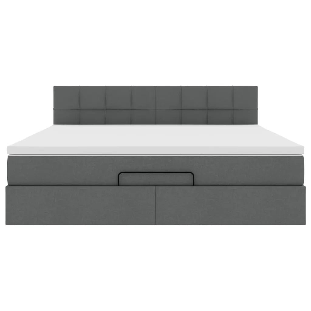 vidaXL Pouf Letto con Materasso e LED Grigio Scuro 180x200cm Tessuto