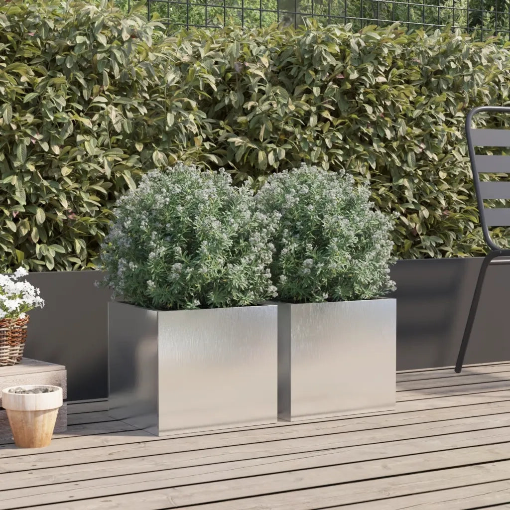 Fioriere 2 pz Argento 32x30x29 cm in Acciaio Inox 841544