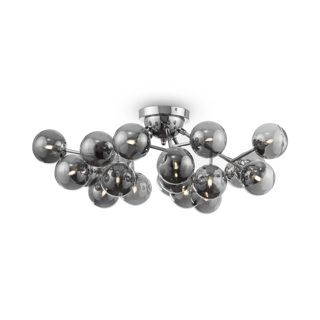 Maytoni Plafoniera contemporanea Dallas 20 luci G9 cromo metallo vetro soffiato fumè