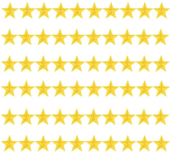 Punti Adesivi a Stelle d'Oro - Applicazioni Adesive - Punti Adesivi Decorati - 60 Pezzi - 2,9 cm - Materiale Sostenibile