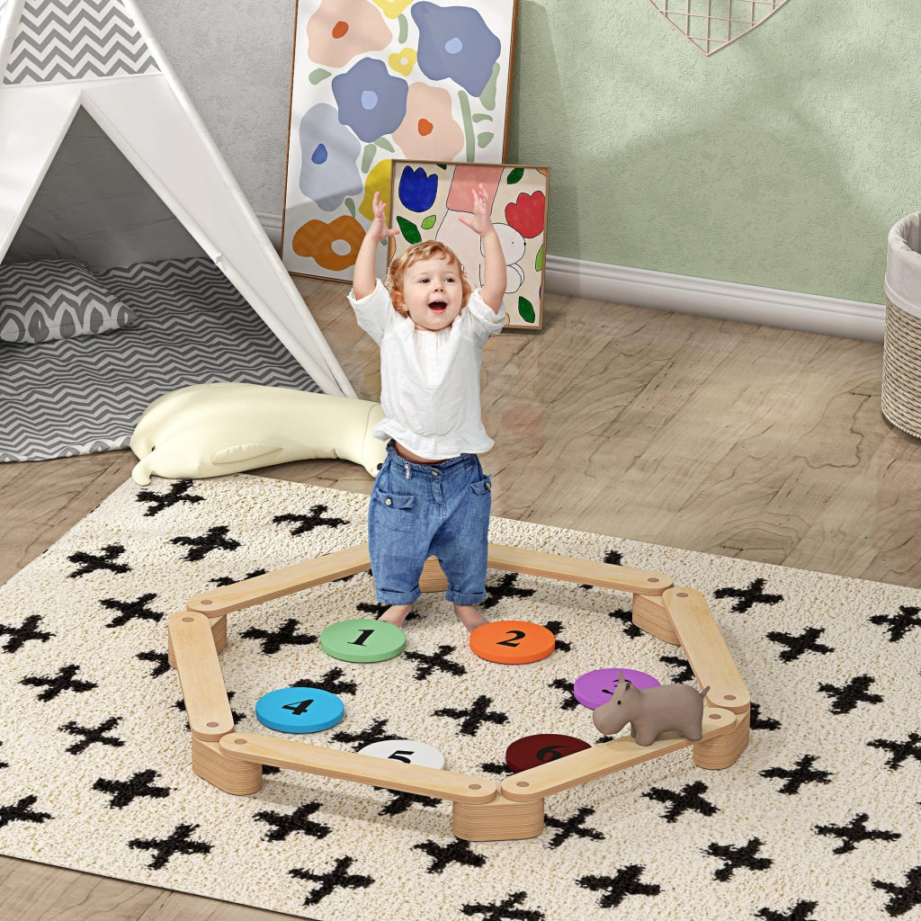 Set Parco Giochi in Legno per Bambini ¨C Zephmum ¨C Naturale 6 Pezzi