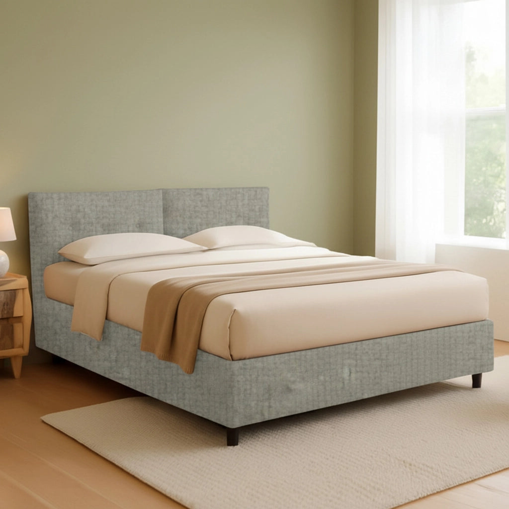Leeds, Letto Piazza e Mezza Sfoderabile Made in Italy, Grigio