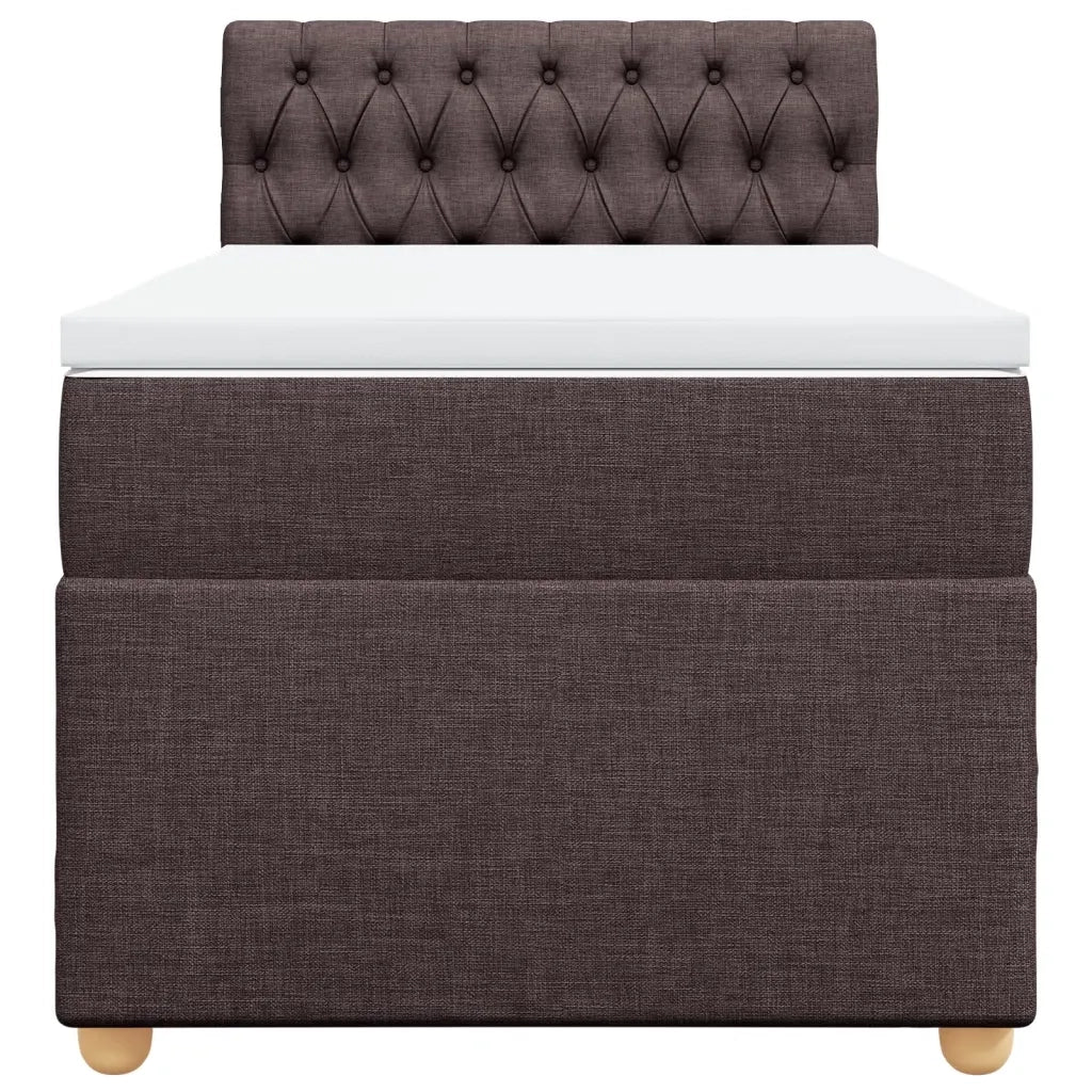 Giroletto a Molle con Materasso Marrone Scuro 90x190cm Tessuto