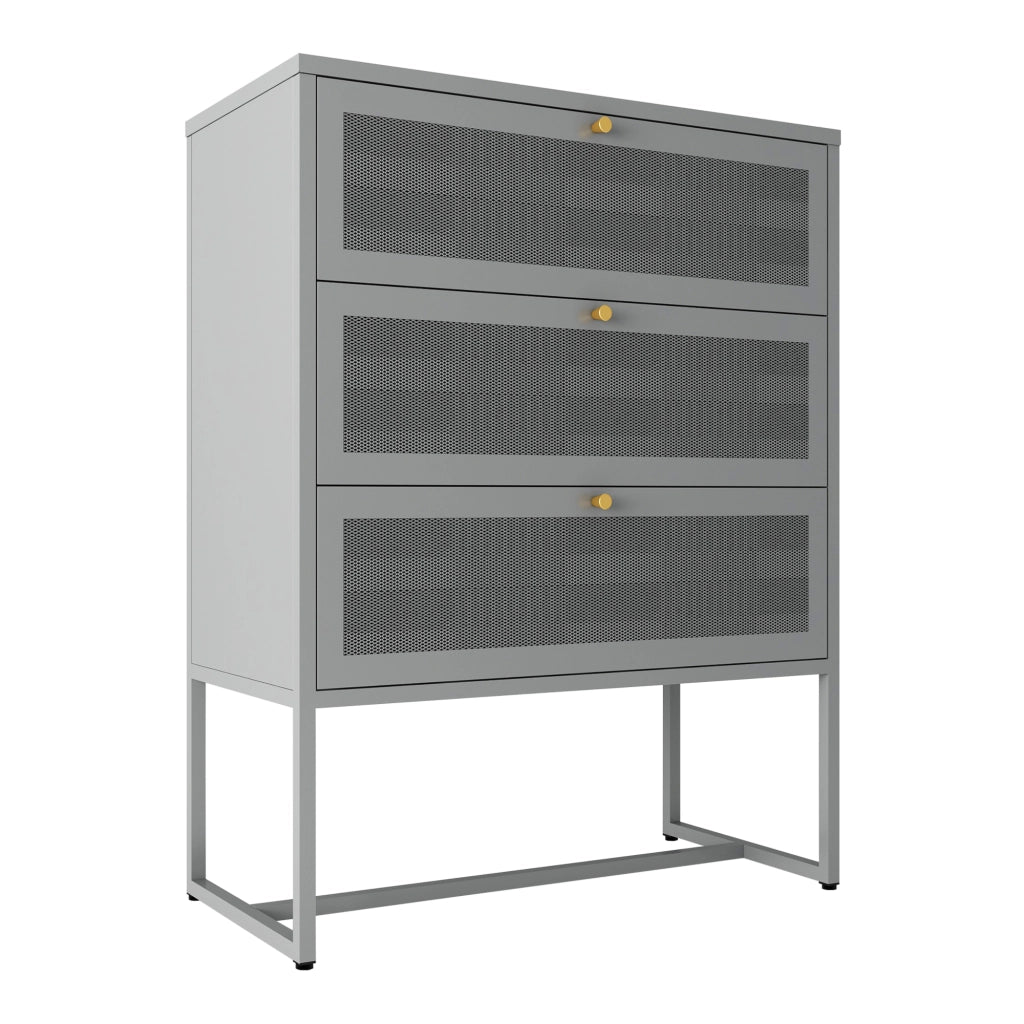 Cassettiera Sund in Acciaio con Frontali Traforati 105x80x40 cm Grigio [en.casa]
