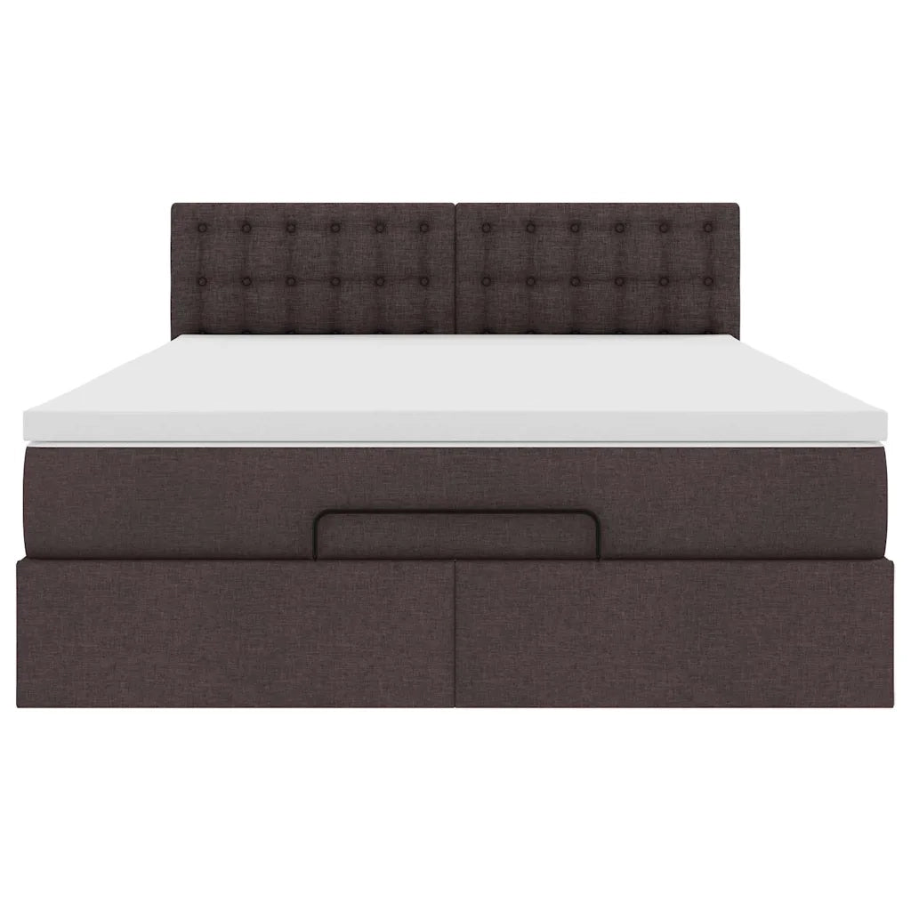 Pouf Letto con Materasso e LED Marrone Scuro 140x190 cm 3312474