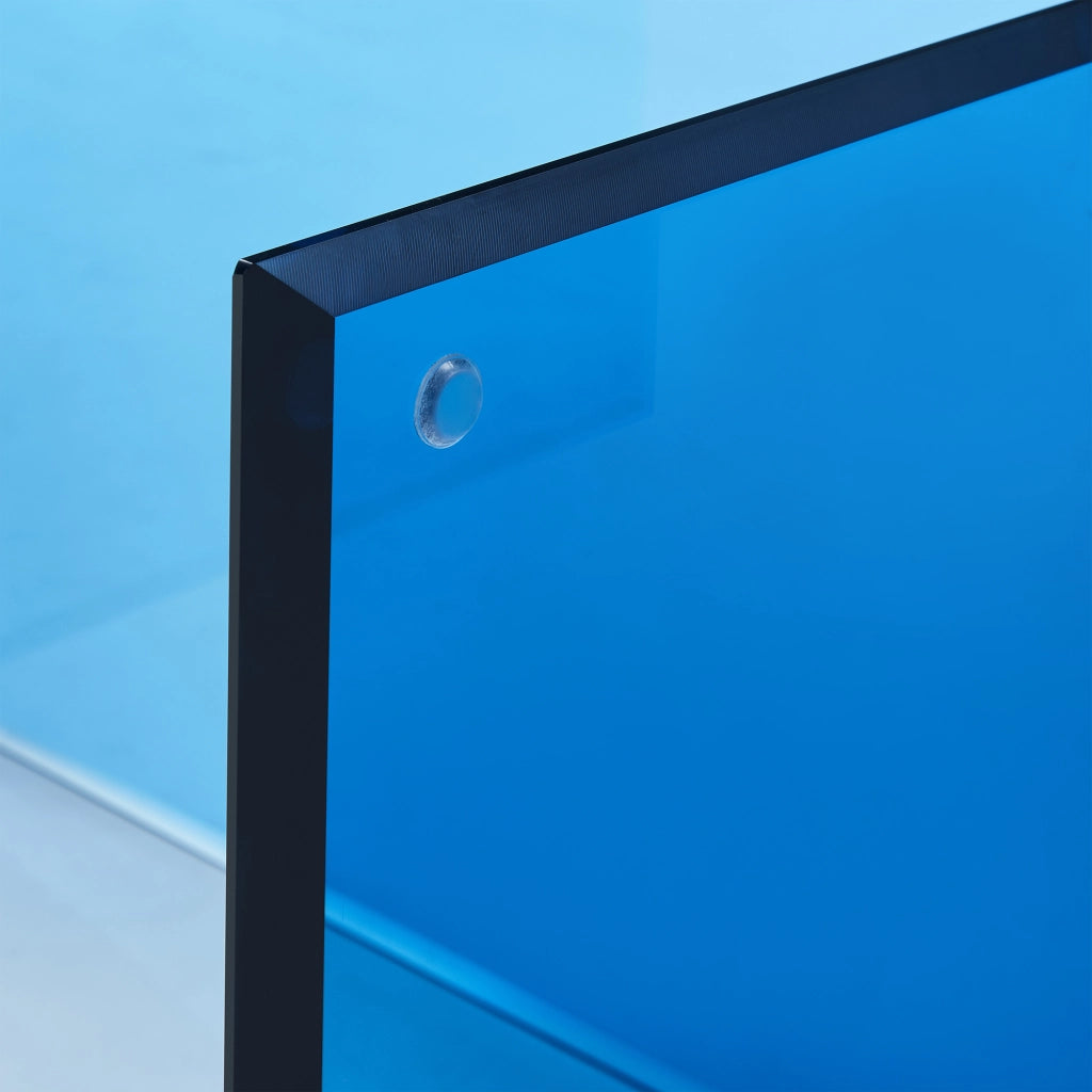 Tavolino Laterale Trölmapilu a Forma di C in Vetro 60 x 40 x 40 cm - Blu [en.casa]