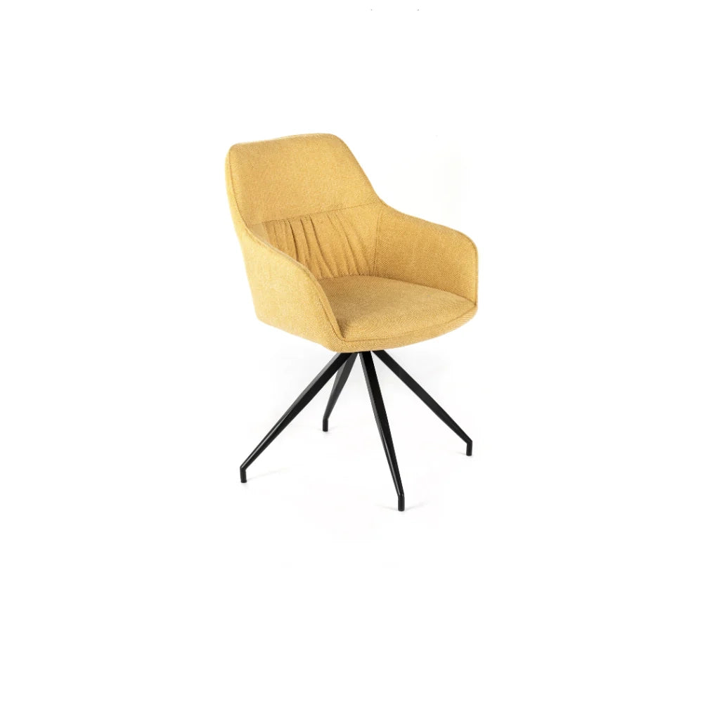 Set di 2 sedie da pranzo imbottite in tessuto giallo Celeste con struttura in metallo facili da pulire | Duzzle