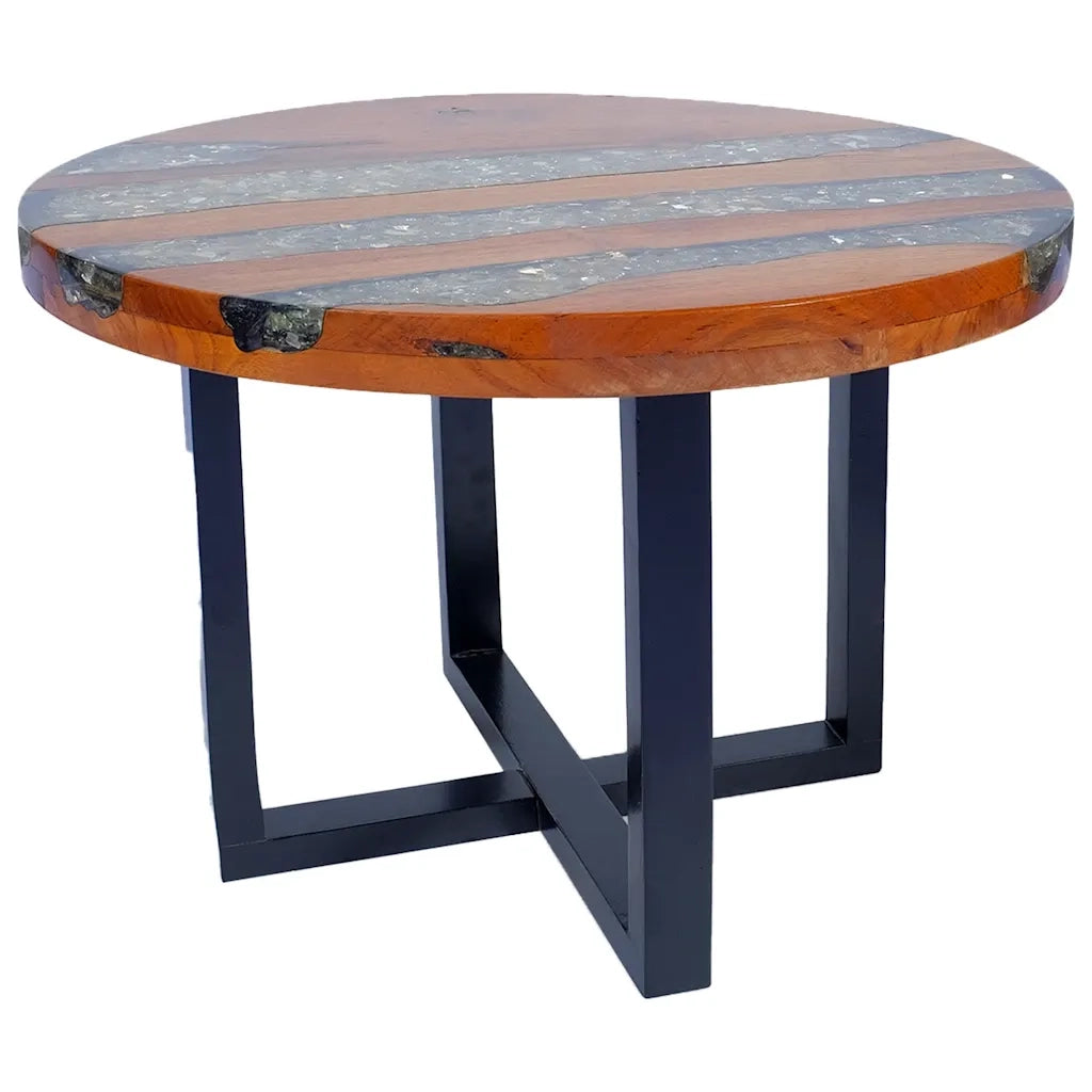 Tavolino da Salotto in Legno di Teak e Resina 60 cm 243466