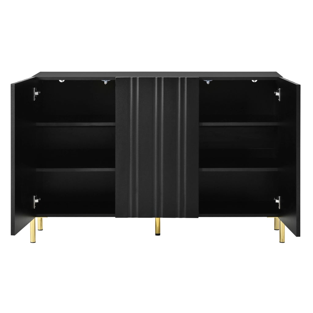 Credenza Moderna 120×35;5×80 cm con 3 Ante; Mobile Scarpiere e Sideboard in MDF/PB con Piedi Dorati