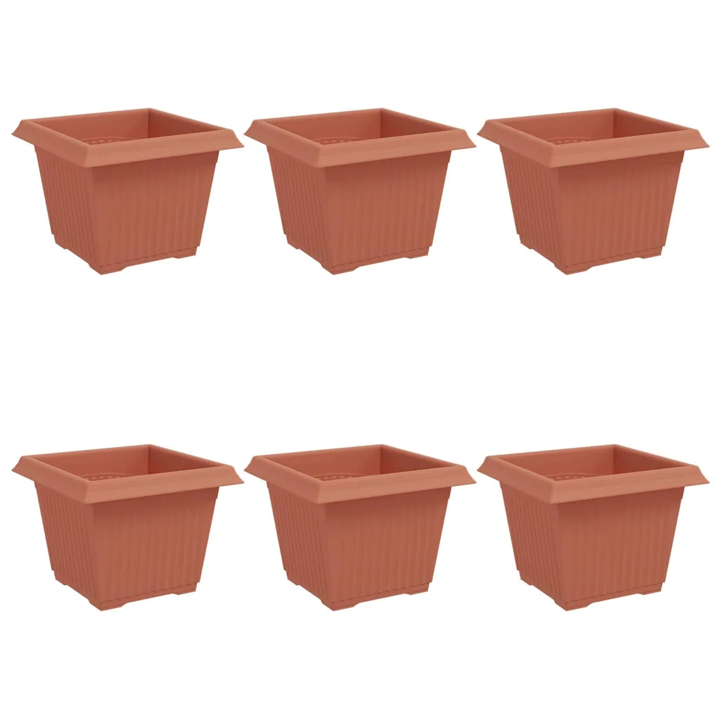 Vaso quadrato per fiori 6 pcs Rosso Mattone 23 x 23 x 17,5 cm 42020329