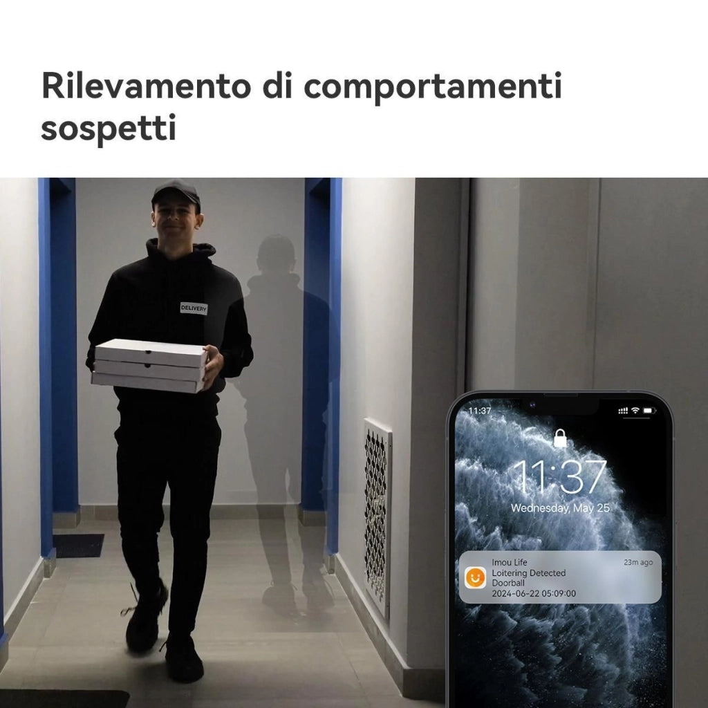 Imou Video Doorbell 2S Kit - mmagine QHD 2K   Batteria da 5000mAh166° D Visione grandangolare   30° Orizzontale ruotabile   IR Visione notturna   Include Chime