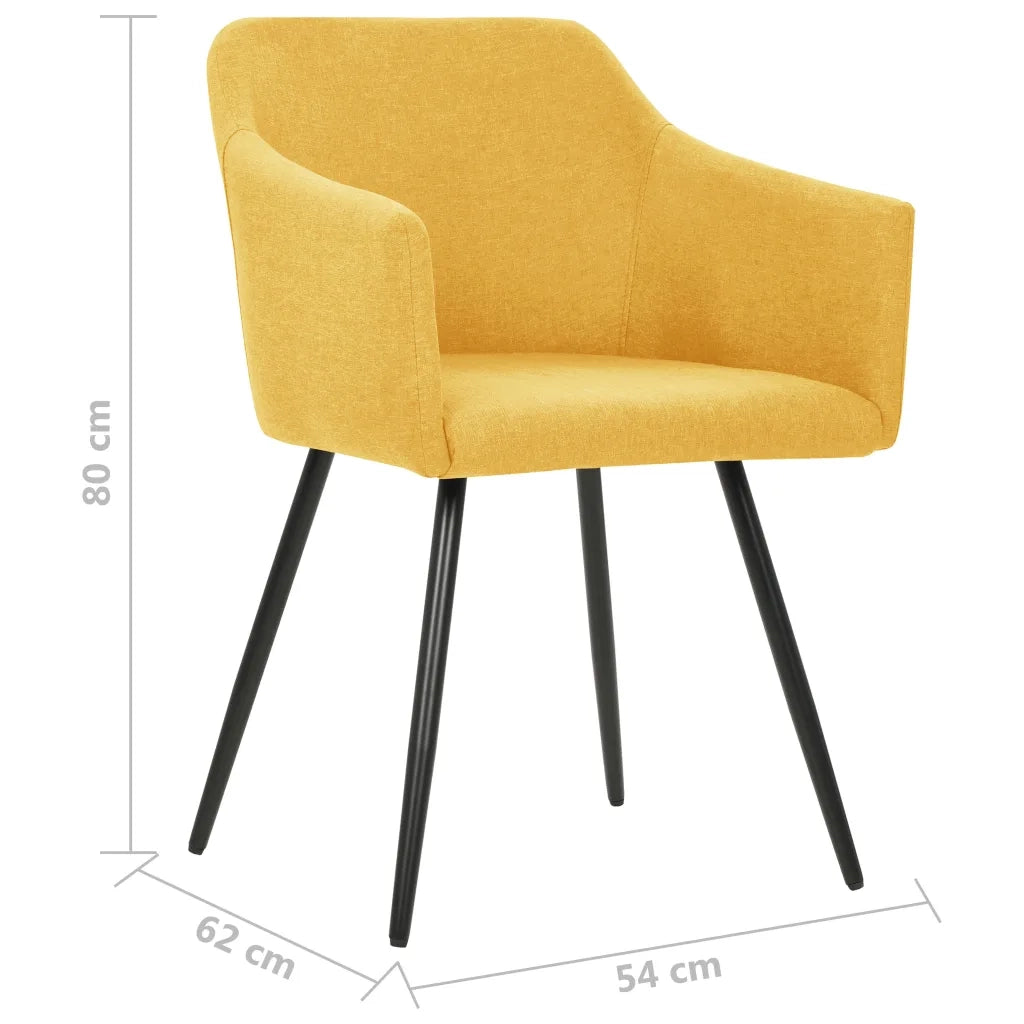 Sedie da Pranzo 2 pz Gialle in Tessuto 323100