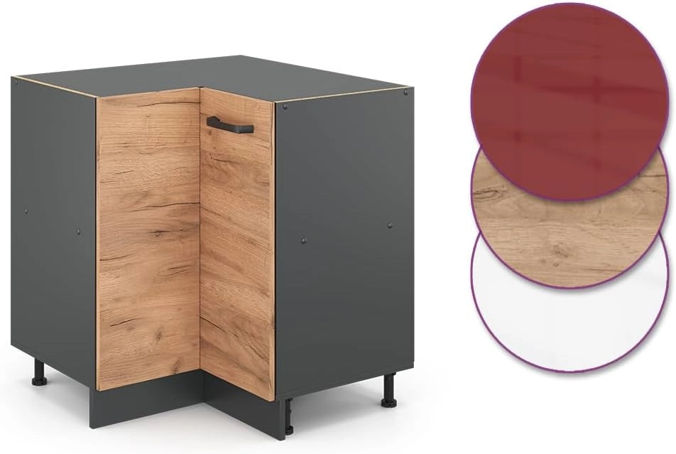 mobile ad angolo cucina R-line, Quercia dorata/Antracite, 75.6 cm senza piano di lavoro