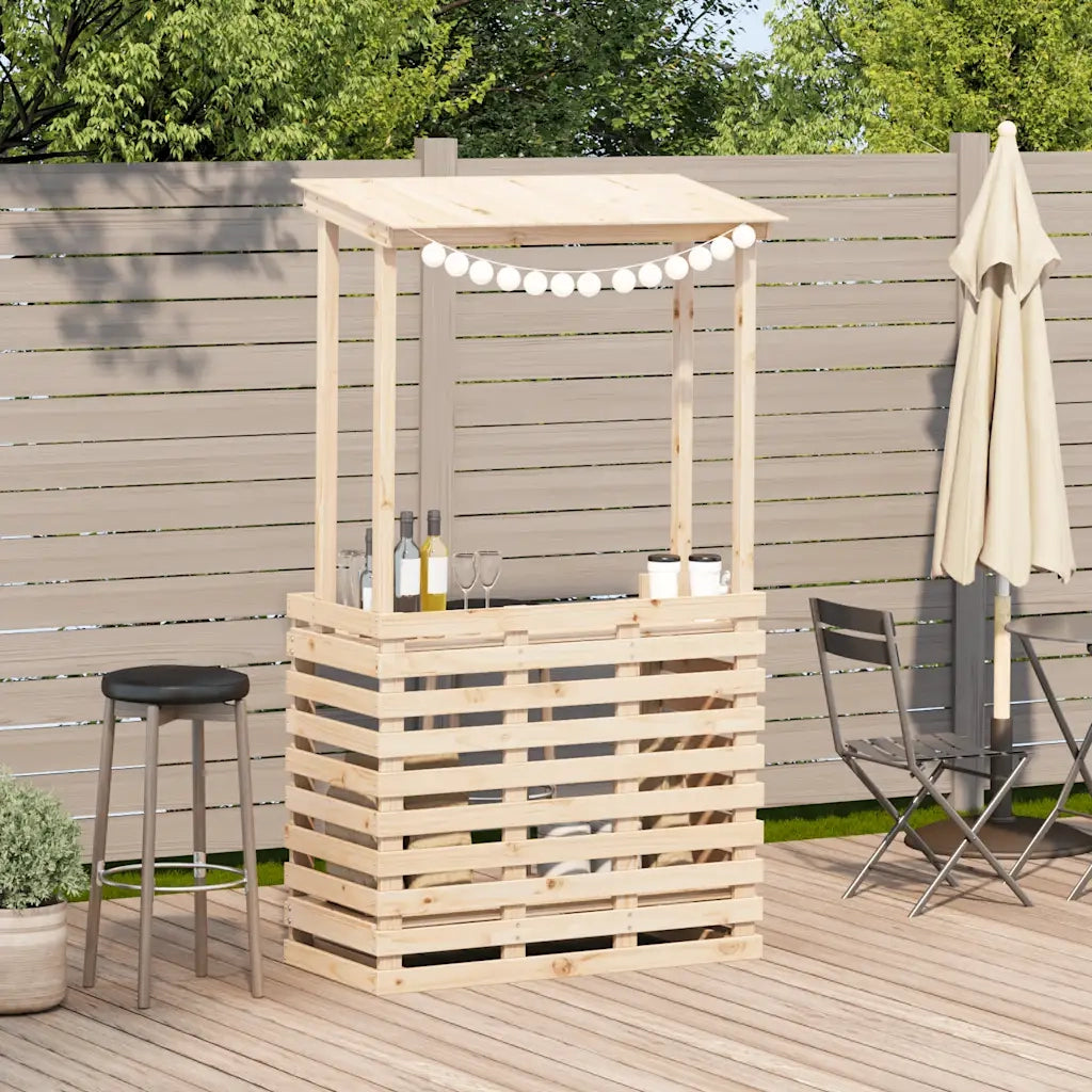 Tavolino da Giardino | Tavolo Bar da Esterno con Tetto 112,5x57x195,5cm Legno Massello