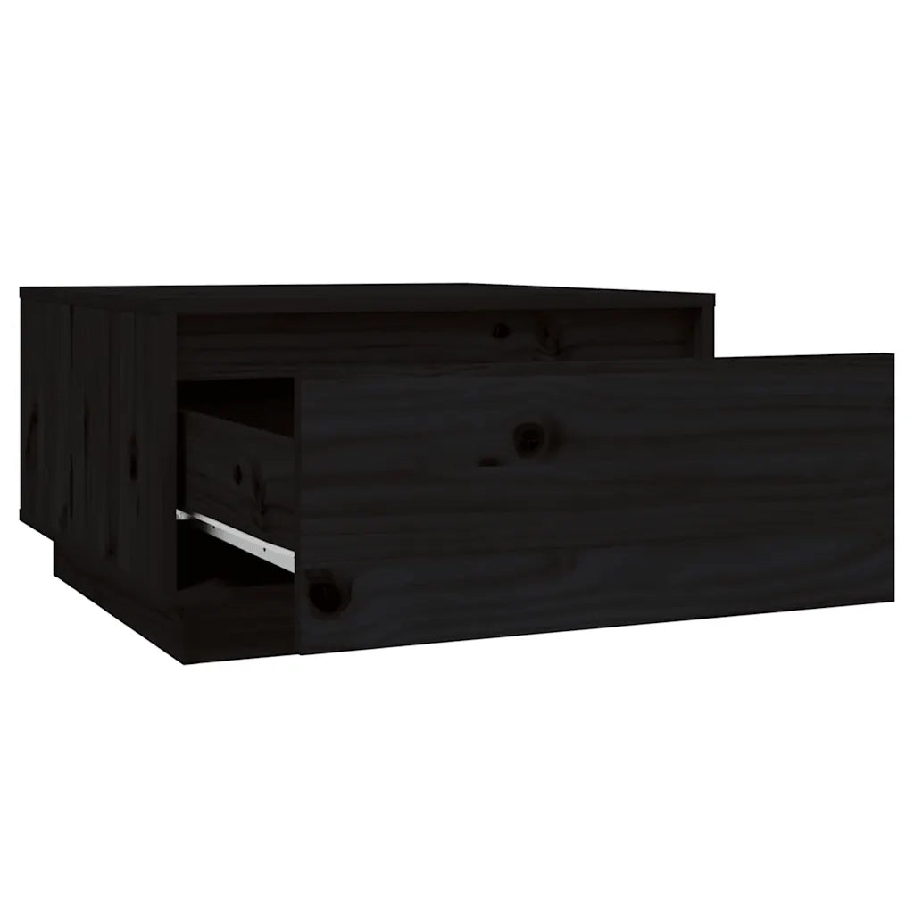 Tavolino da Salotto Nero 55x56x32 cm in Legno Massello di Pino 813409