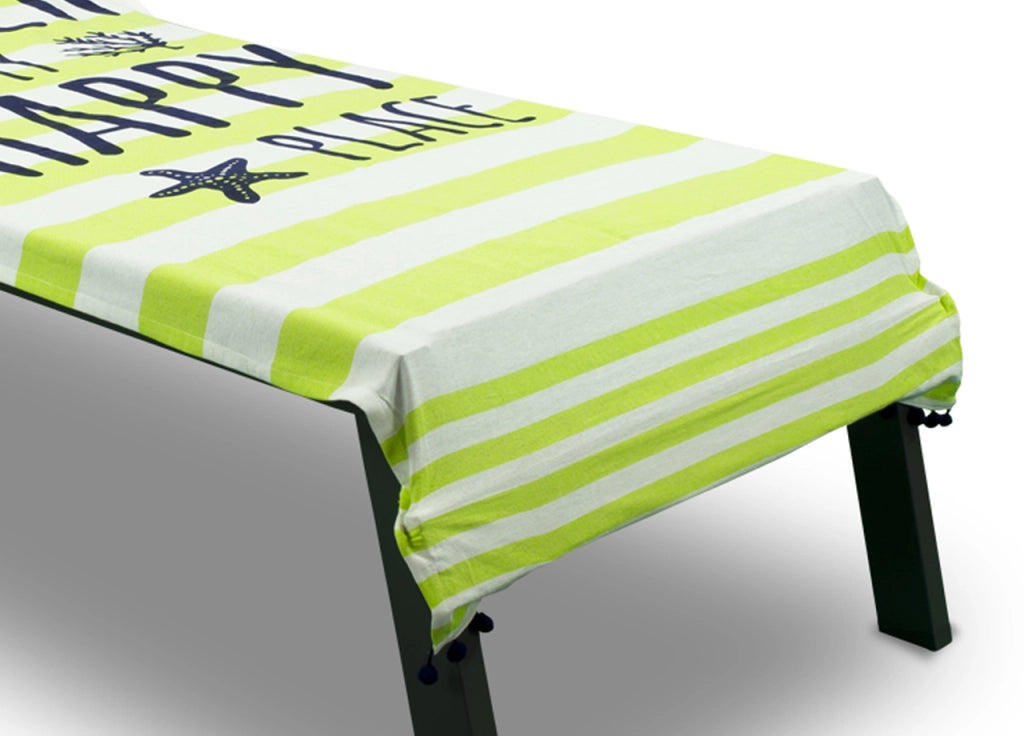 Telo Mare Lettino Spiaggia Piscina Con Cuscino E Tasche Happy Place Verde