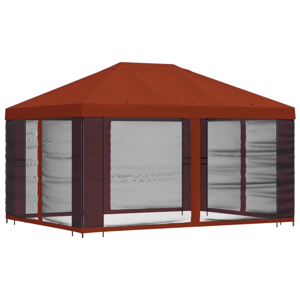 Gazebo con pareti laterali 4 × 3 m Terracotta 900388