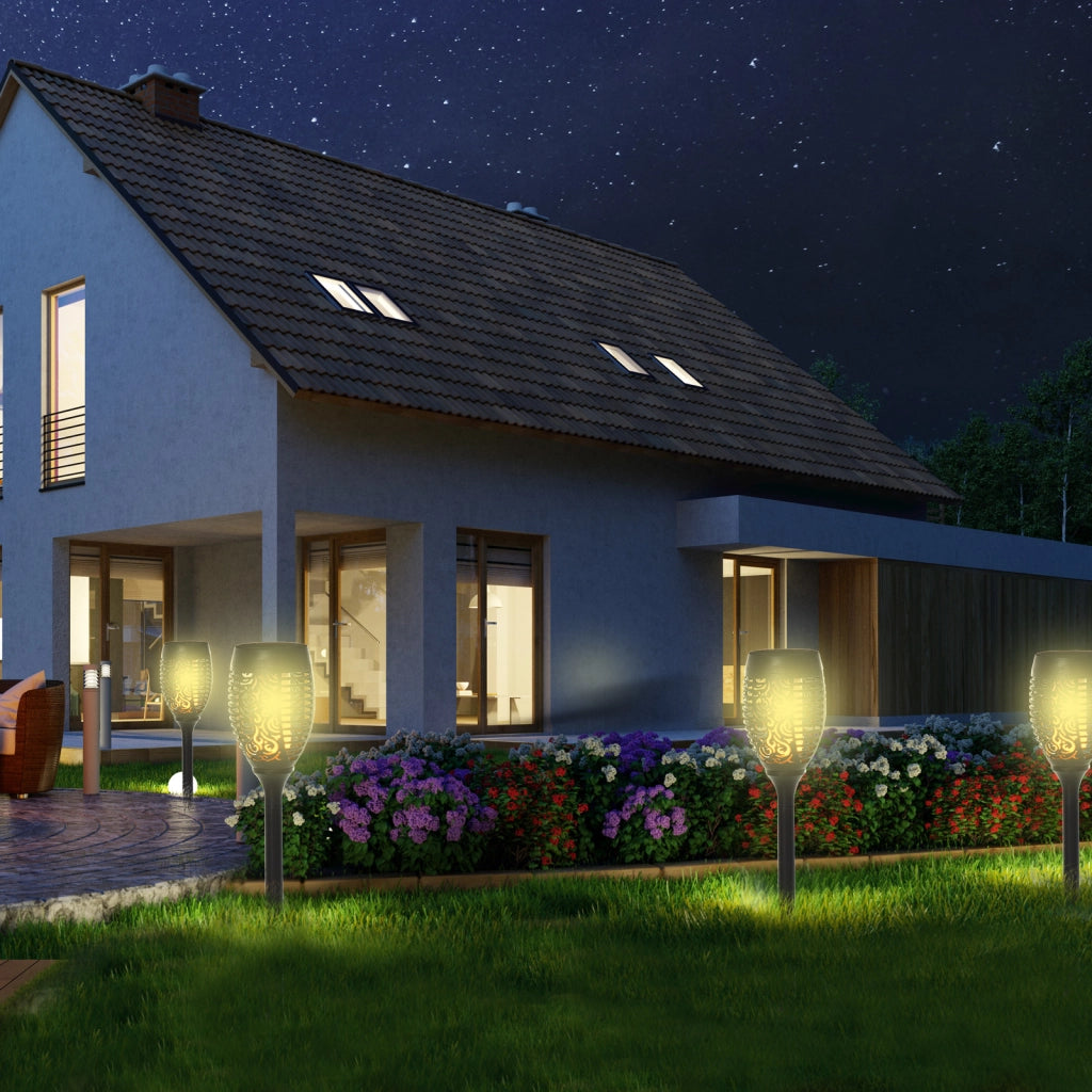 Faretti da Esterno LED a Energia Solare con Picchetti ¨C zephmum ¨C Plastica, Nero, ?12x72 cm